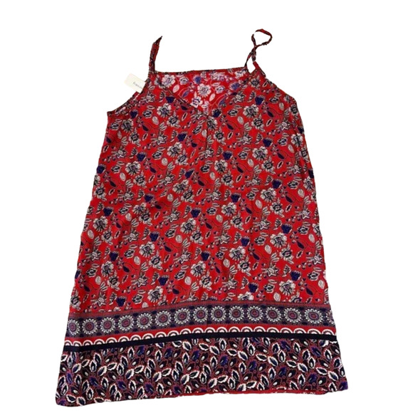 NWT Francesca's Mi ami Burnt Red & Blue Floral Print Rayon Shift Dress - SIZE S - Picture 5 of 10